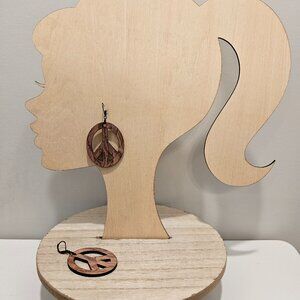 Brand new wood earrings, peace sign, item #Peaceb